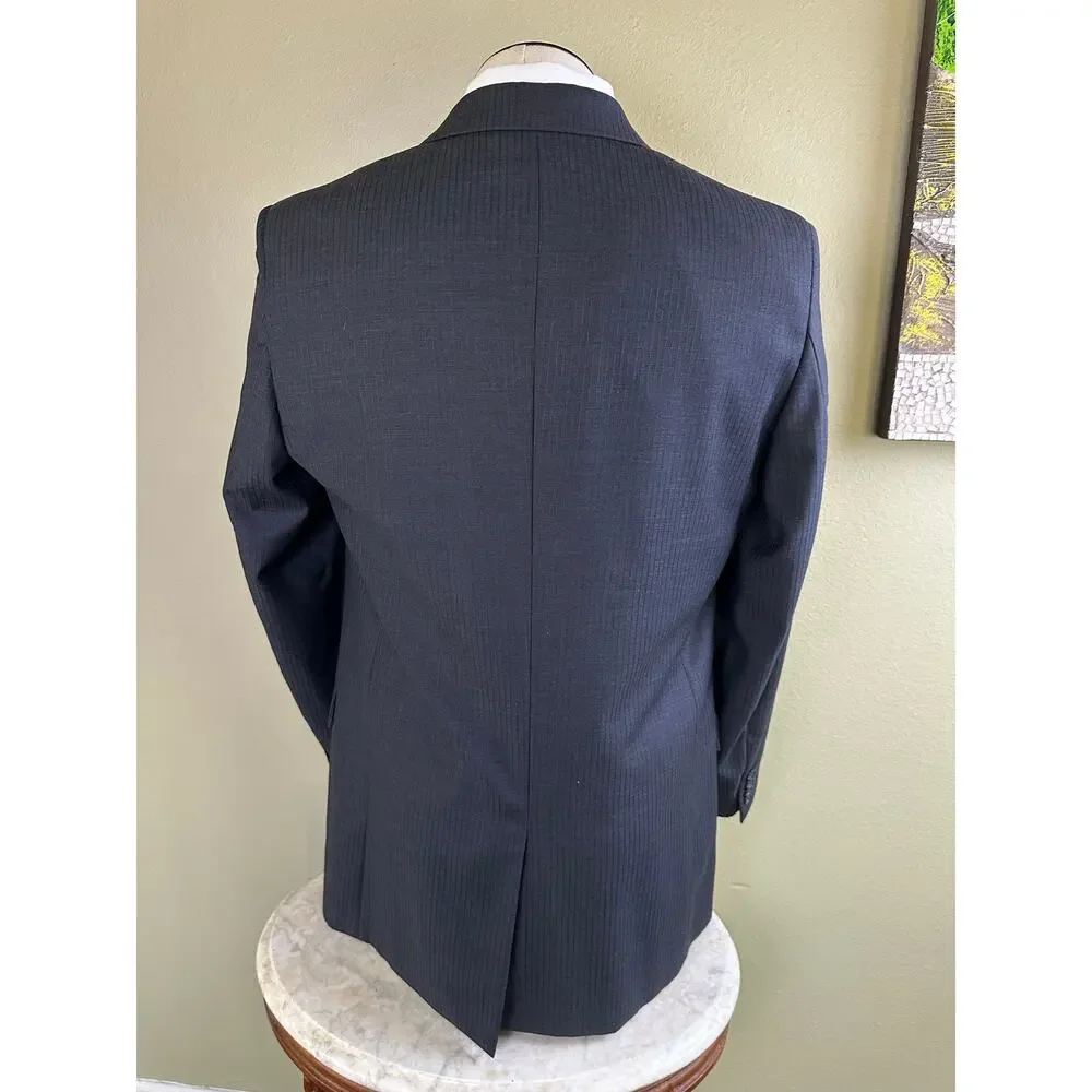 Calvin Klein 44L Men Blazer Dark Grey Sport Coat 2 Button 1 Vent pin stripe - Picture 7 of 14
